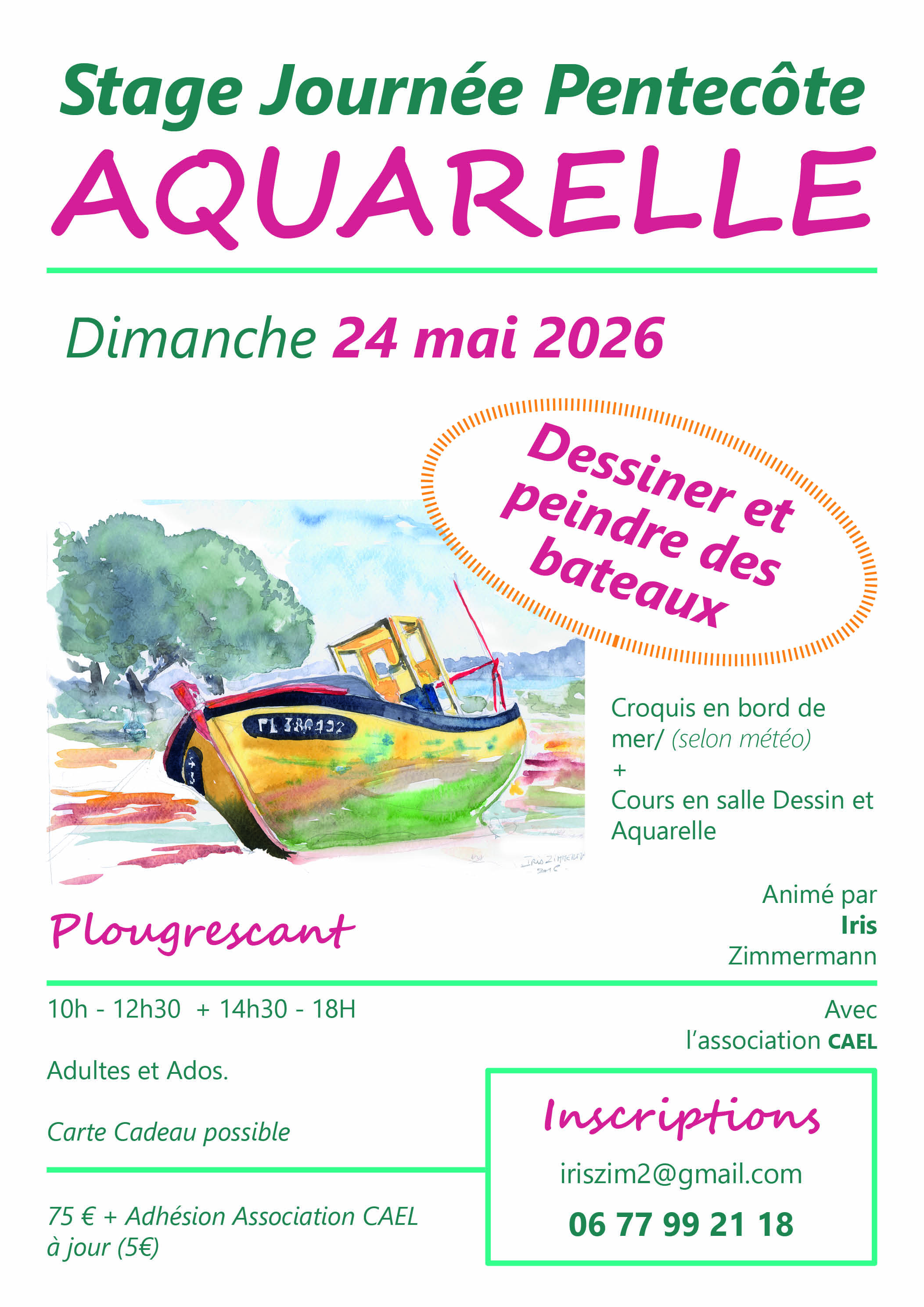 Stage d'aquarelle: dessiner et peindre les bateaux